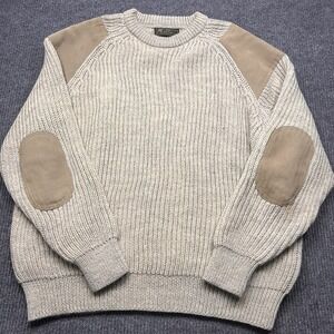 NIFFI Wool Sweater Mens 2XL Heavy Knit Chunky Leather Suede Elbow Patch England